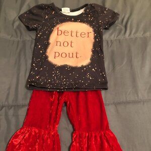12-18M Better Not Pout Girls Christmas Outfit.
